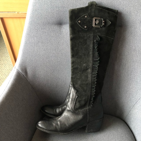 Franco Sarto Suede Western Gothic Witchy Boots - Picture 1 of 12